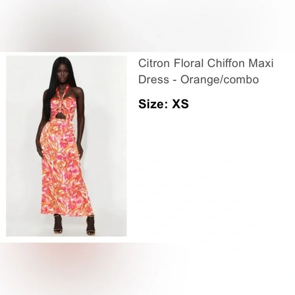 NWT Fashion Nova Pink and Orange Floral Maxi Dress size XS - Picture 2 of 2